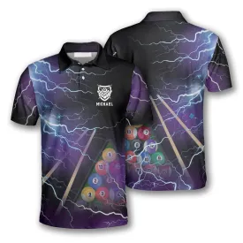 Billiard Pool Balls Thunder Lighting Custom Billiard Shirts for Men, Perfect Gift for Billiard Player
