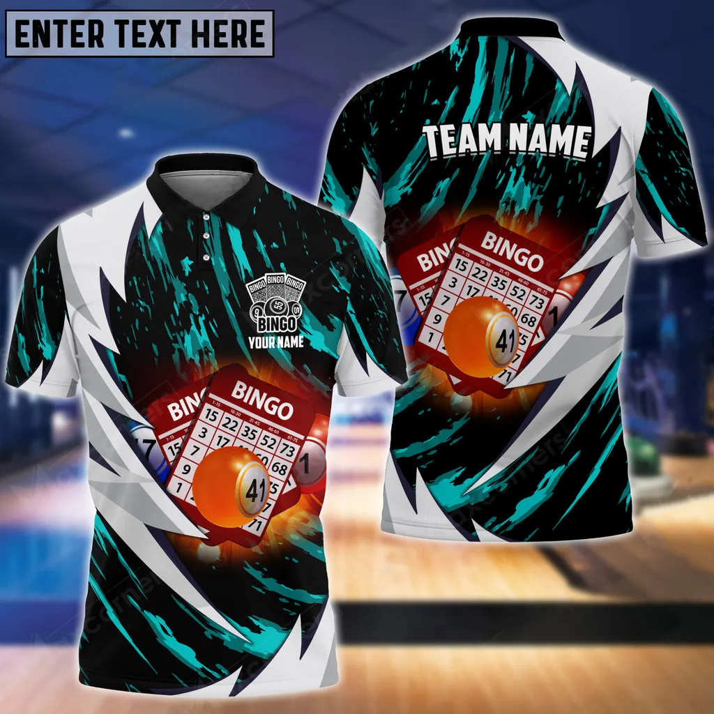 Coolspod Bingo Fire Thunderstorm Multicolor Option Customized Name 3D Polo Shirt, Personalized Shirt for Bowling Lovers