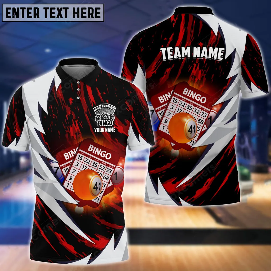 Coolspod Bingo Fire Thunderstorm Multicolor Option Customized Name 3D Polo Shirt, Personalized Shirt for Bowling Lovers