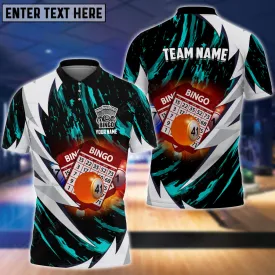 Coolspod Bingo Fire Thunderstorm Multicolor Option Customized Name 3D Polo Shirt, Personalized Shirt for Bowling Lovers