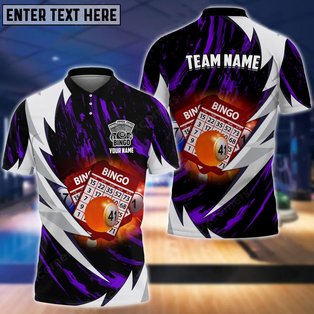 Coolspod Bingo Fire Thunderstorm Multicolor Option Customized Name 3D Polo Shirt, Personalized Shirt for Bowling Lovers