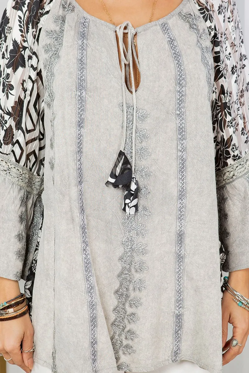Everly Embroidered Peasant Top