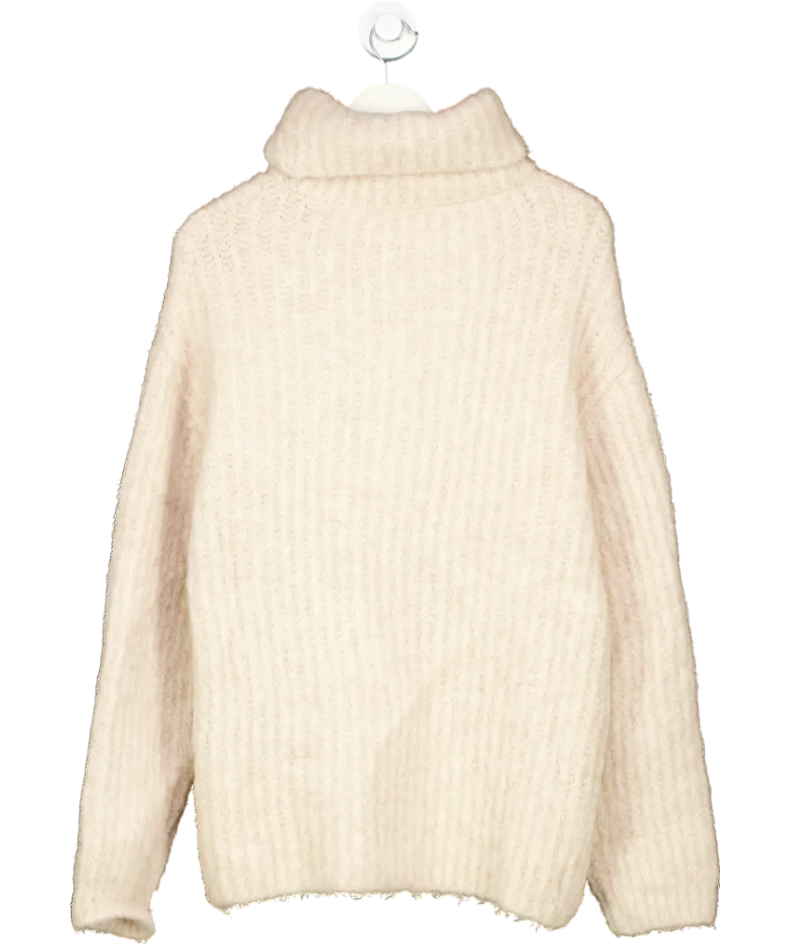 FRANKIE SHOP Beige Alpaca Wool Blend Turtleneck Sweater One Size
