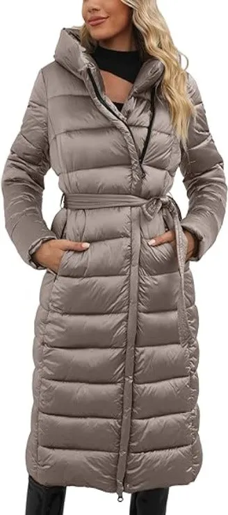 Giolshon Women's Puffer Jacket Quilted Hooded Long Down Alternative Coat