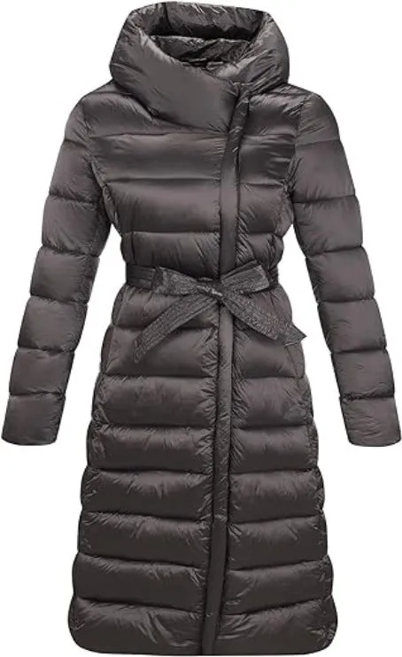Giolshon Women's Puffer Jacket Quilted Hooded Long Down Alternative Coat