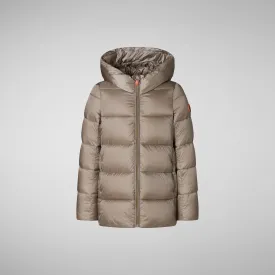 Girls's Hooded Animal free Puffer Coat Gracie in pearl grey