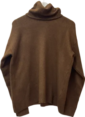 hiccup Oversized Turtleneck Knit Sweater Chestnut Brown UK S