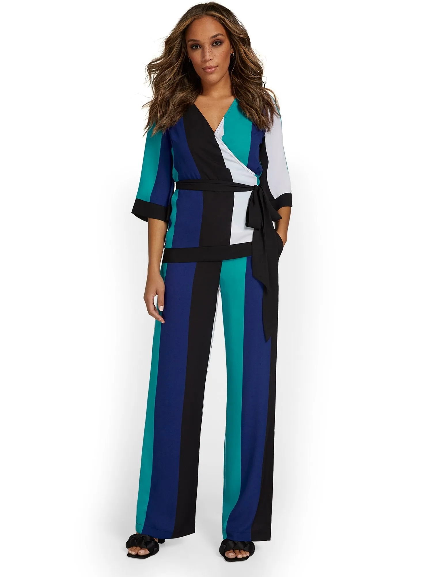 High-Waisted Striped Palazzo Pant