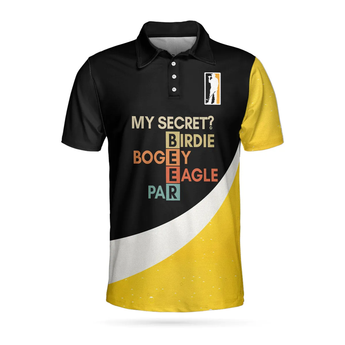 My Golf Secret Beer Short Sleeve Polo Shirt, Black And Yellow Polo Shirt, Golf Shirt For Beer Lovers Coolspod