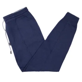 Navy Cotton & Cashmere Contrast Knitted Joggers