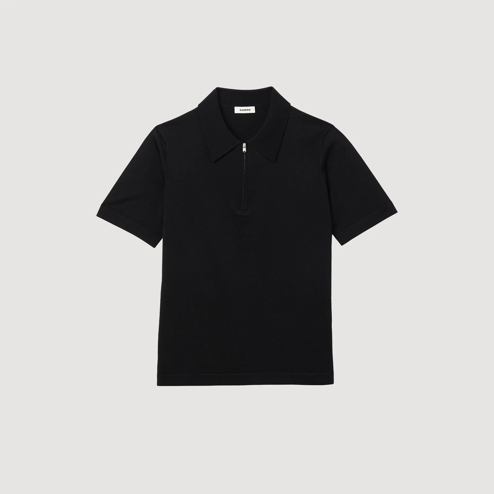 Pablo Zip Knitted Polo Shirt With Zip Collar Black
