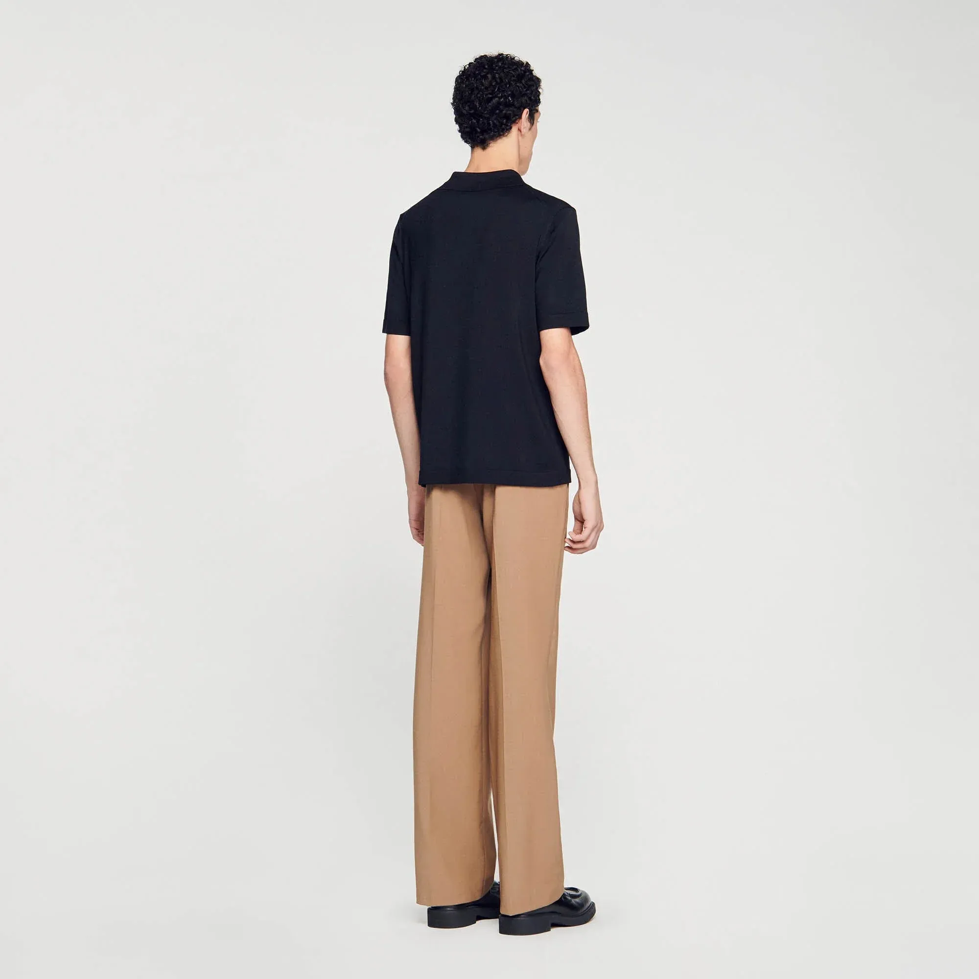 Pablo Zip Knitted Polo Shirt With Zip Collar Black