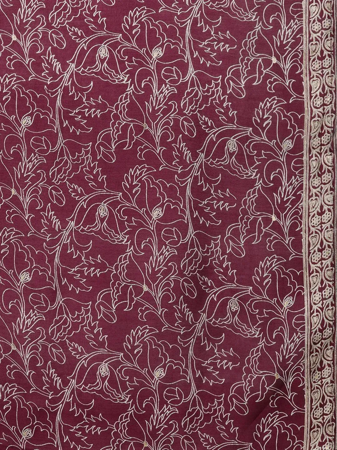 Plus Size Purple Printed Silk Blend Straight Kurta With Palazzos & Dupatta