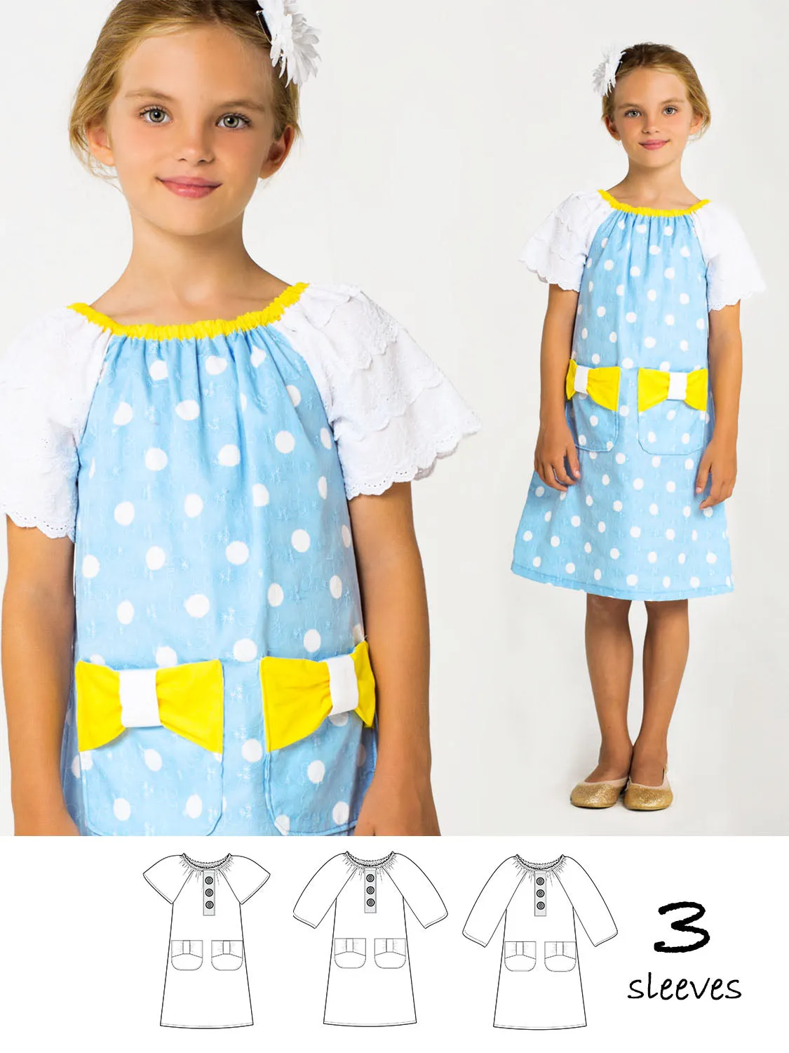 POPPY - Girls Peasant Dress Patterns - Short/Long Sleeve