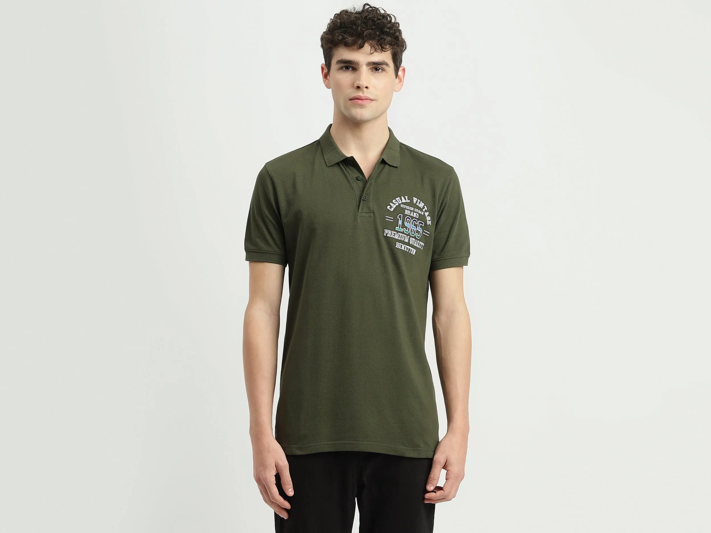 Regular Fit Polo Neck Embroidered T-Shirt