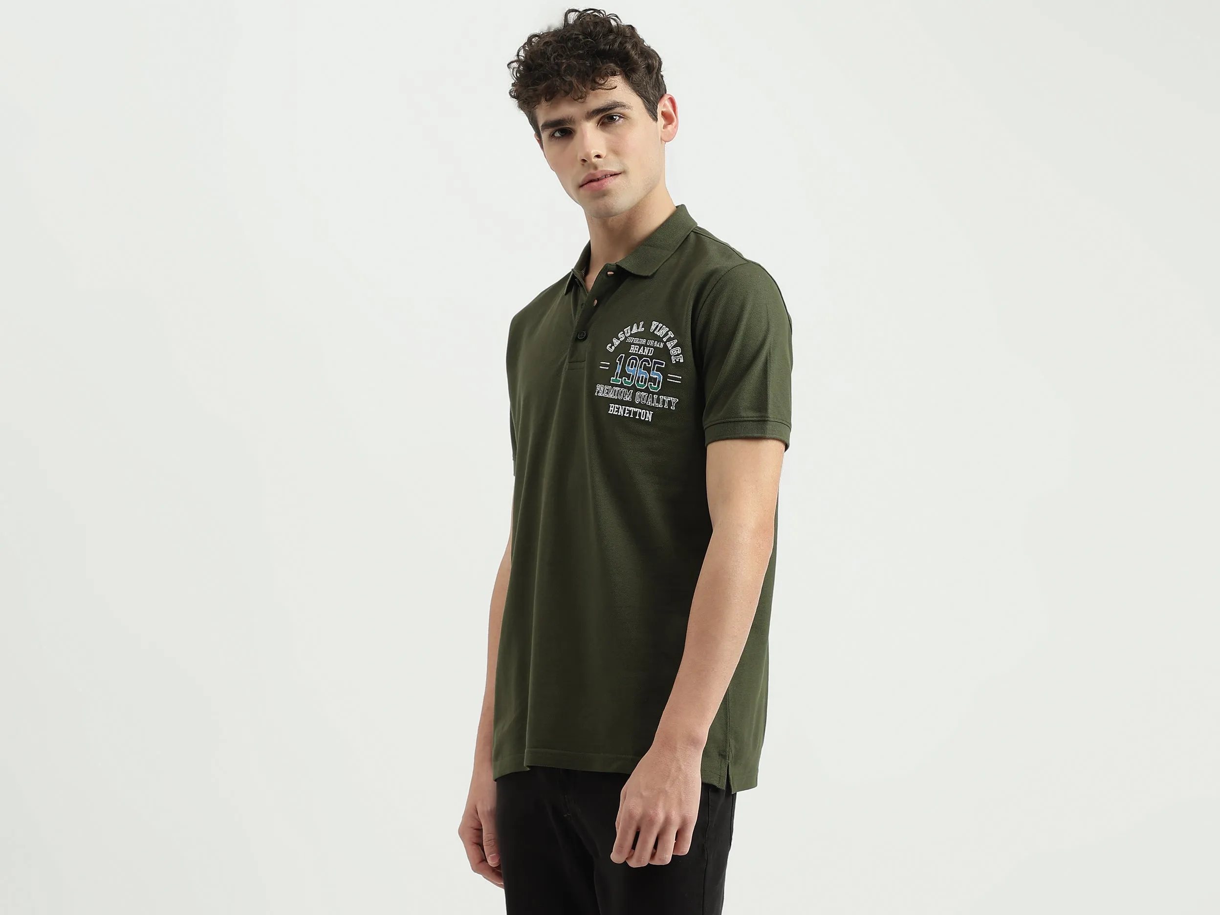 Regular Fit Polo Neck Embroidered T-Shirt