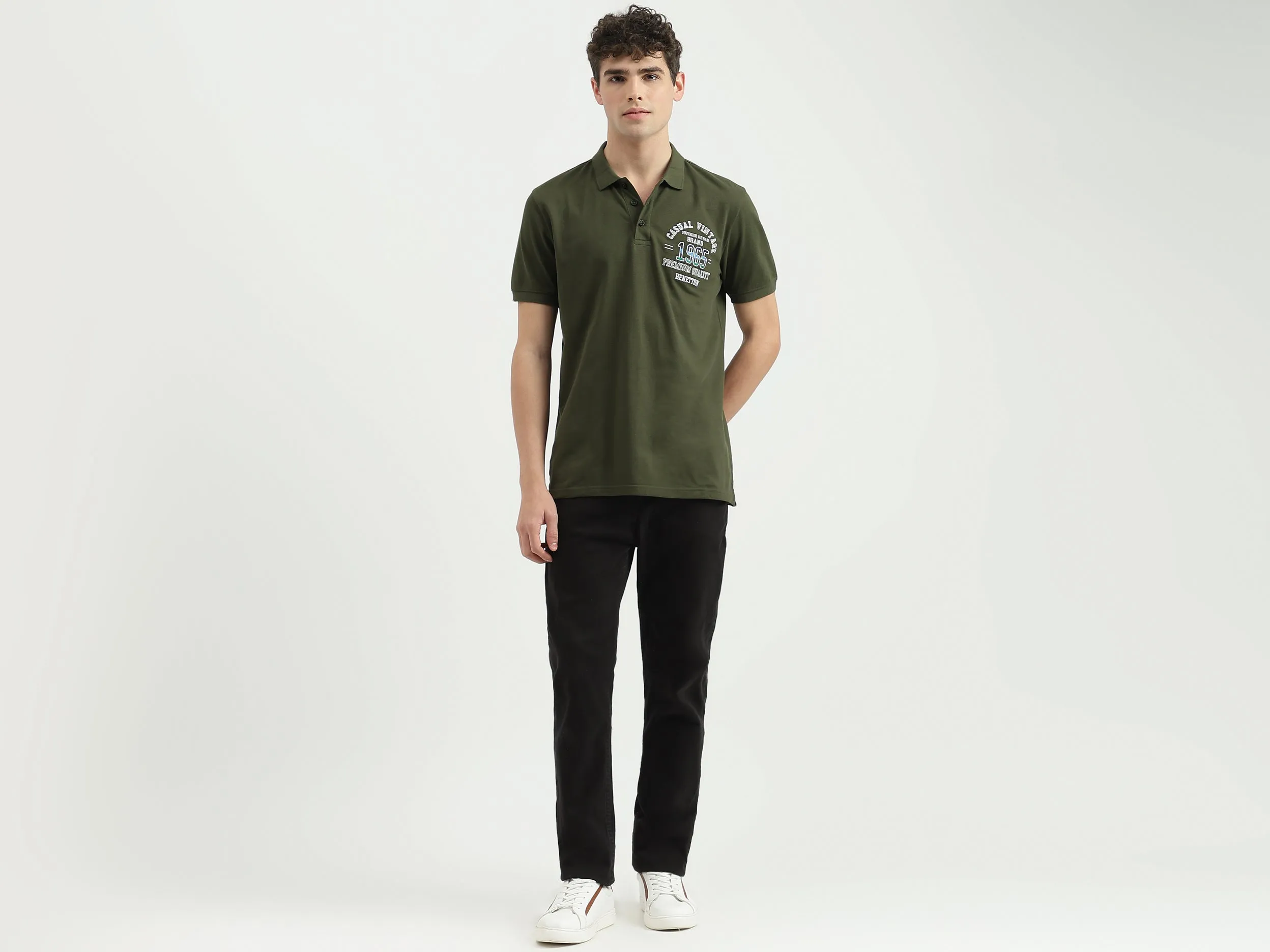 Regular Fit Polo Neck Embroidered T-Shirt