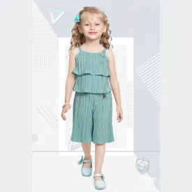 Sea Green & Onion Striped Girls Palazzo Suit