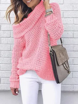 Solid Color Turtleneck Knitted Sweater