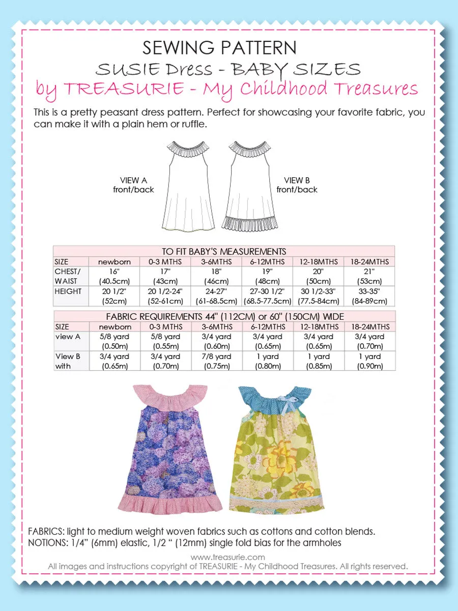 SUSIE- Baby Dress Pattern  (0-24 Months)