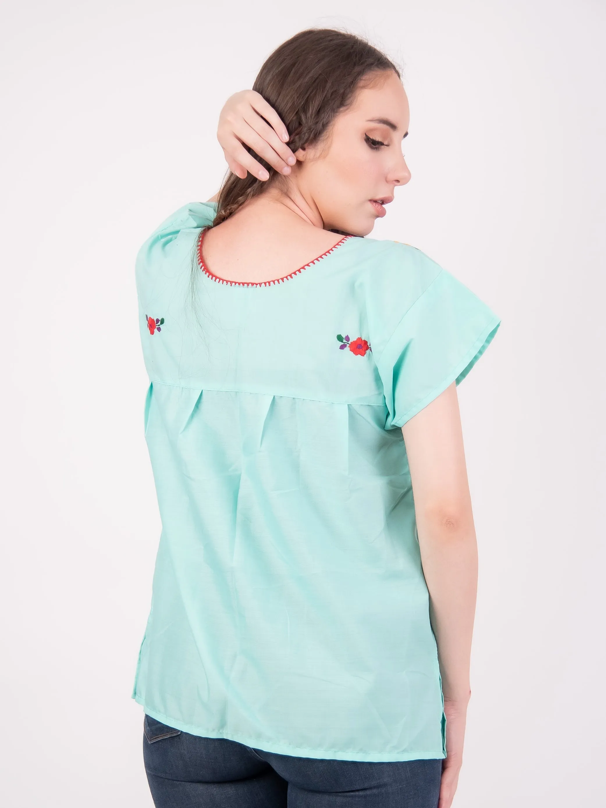 Tehuacan Embroidered Blouse Hot Pink