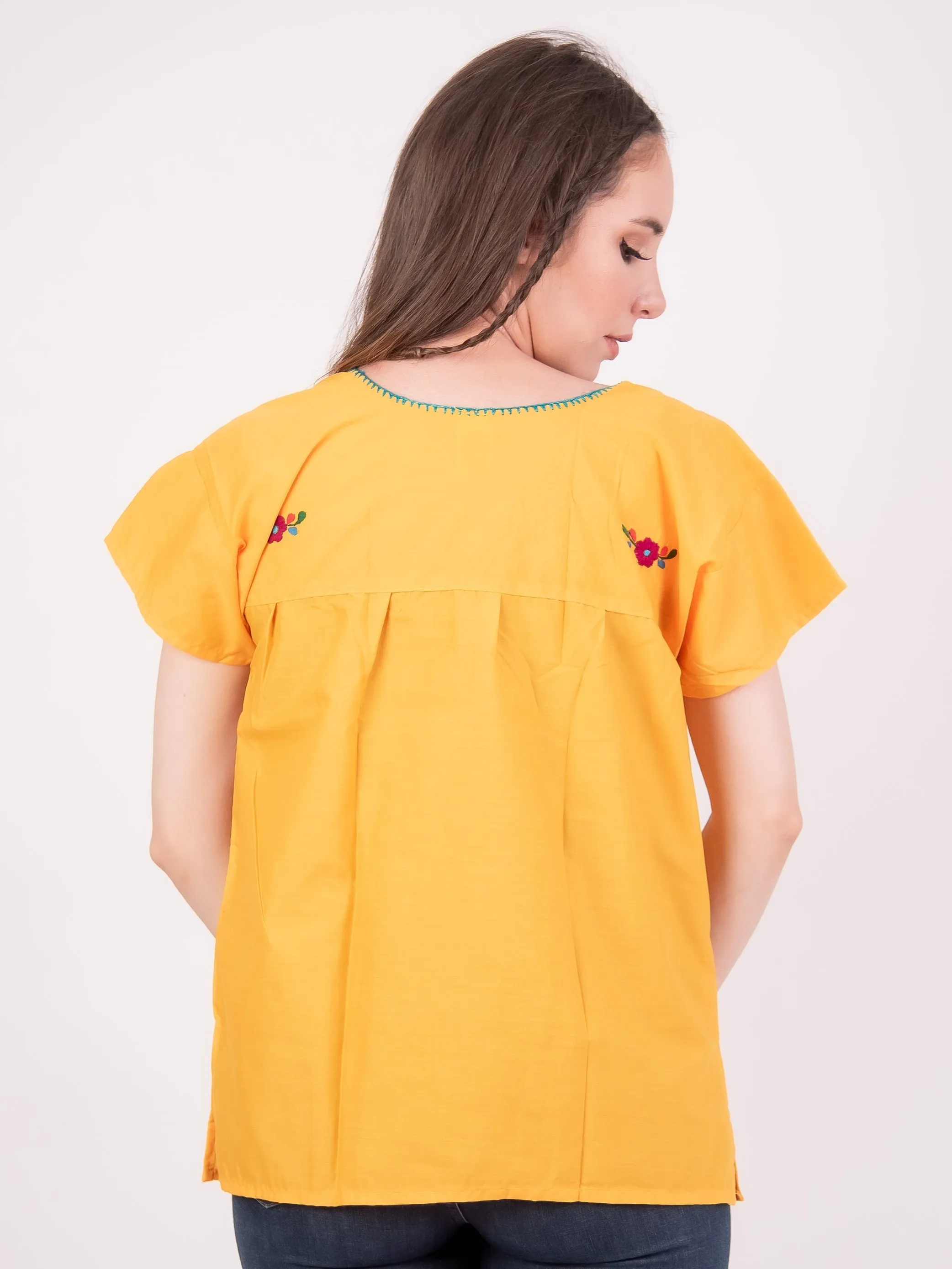 Tehuacan Embroidered Blouse Hot Pink
