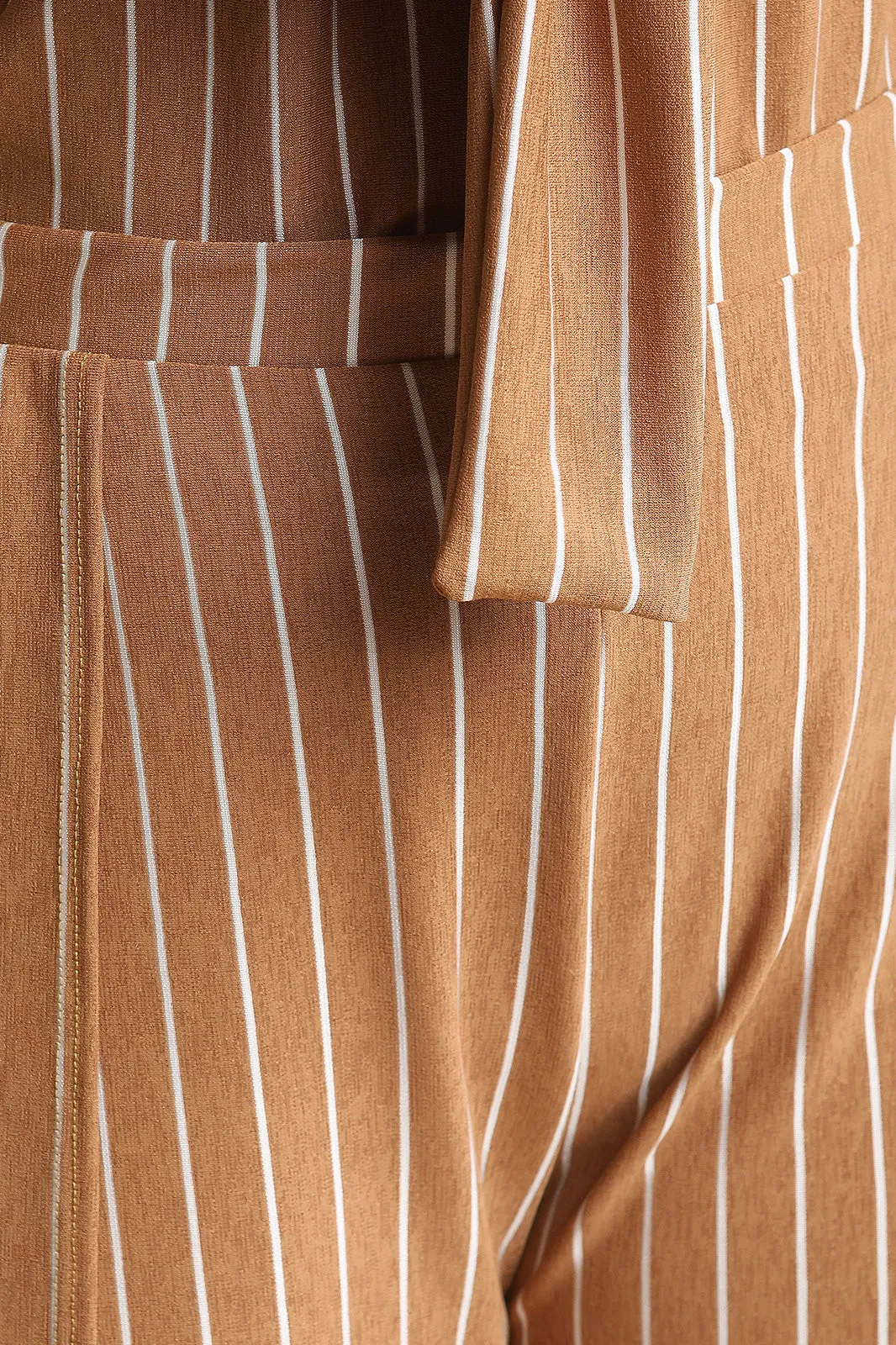 Two-Piece Pin Striped Crop Top With Tulip Slit Palazzo Pants Set