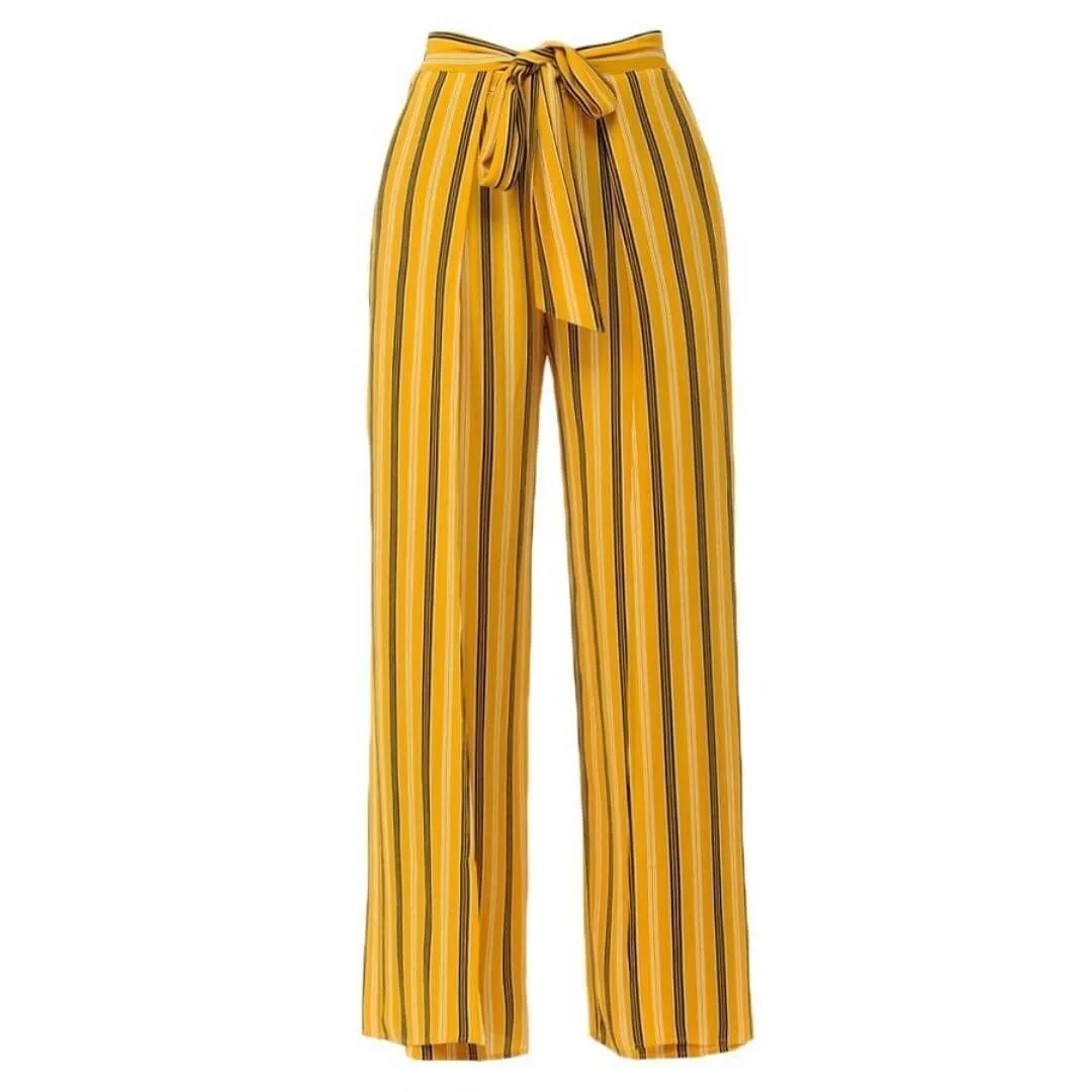 VICKY MUSTARD STRIPED PALAZZO PANTS