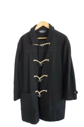 WOOL BLACK DUFFLE COAT